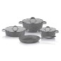 Schafer Millard Non Stick Cookware Set - İnd-7 Piece-Grey