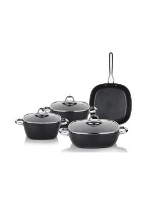 SCHAFER GASTRONOMIE MASTER GRANITE POT SET-7 PCS.-BLACK