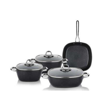 SCHAFER GASTRONOMIE MASTER GRANITE POT SET-7 PCS.-BLACK