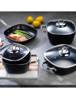 SCHAFER GASTRONOMIE MASTER GRANITE POT SET-7 PCS.-BLACK