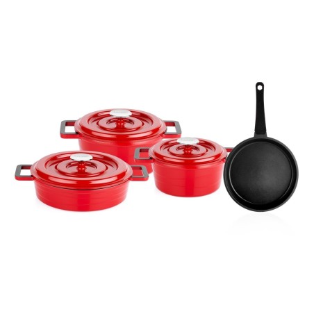 Schafer Pro Cast Iron Cookware Set 7 Pieces-Red