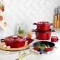 Schafer Pro Cast Iron Cookware Set 7 Pieces-Red