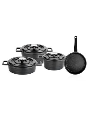 Schafer Pro Cast Iron Cookware Set 7 Pieces-Black