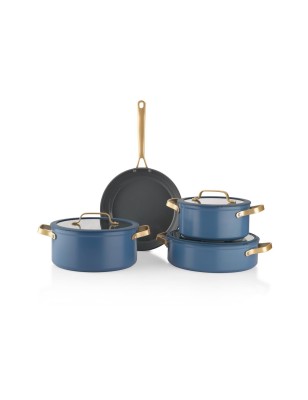 Schafer Sapphire 7 Pieces Ceramic Cookware Set-Blue/Gold