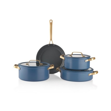 Schafer Sapphire 7 Pieces Ceramic Cookware Set-Blue/Gold