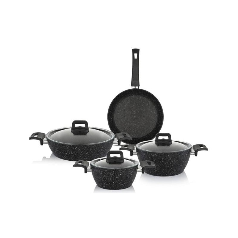 SCHAFER NEW STARK Cookware Set 7 Pieces. Black