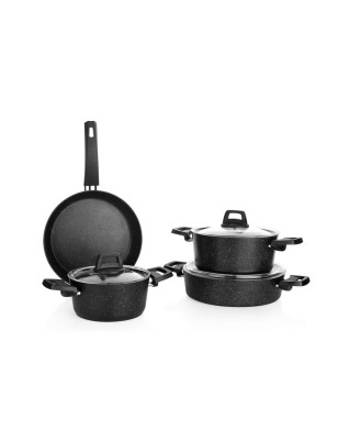 Schafer Black Stone Cookware Set 7 Pieces-Black