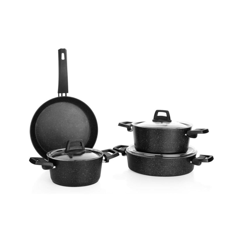 Schafer Black Stone Cookware Set 7 Pieces-Black