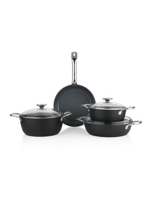 Schafer Night Sky Ceramic Cookware Set 7 Pieces-Black