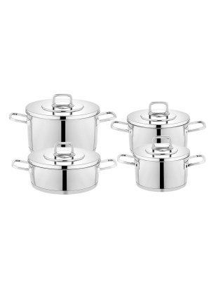 Schafer New Prime Steel Cookware Set-8 Pieces-Inox