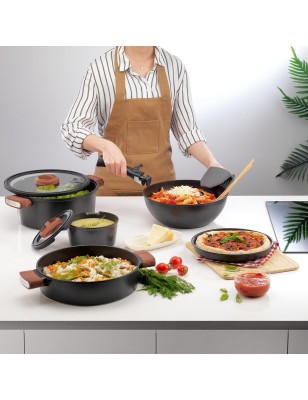 Schafer Matrix Cast Iron Cookware Set 8 Pieces-Black