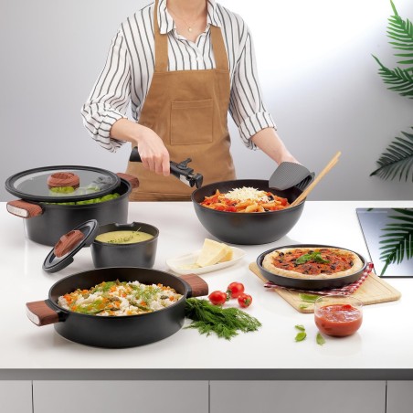 Schafer Matrix Cast Iron Cookware Set 8 Pieces-Black