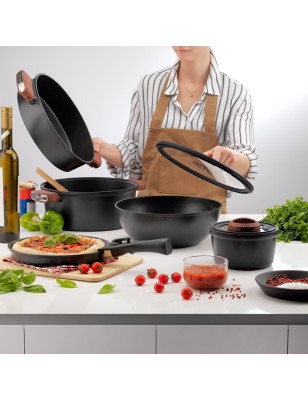 Schafer Matrix Cast Iron Cookware Set 8 Pieces-Black