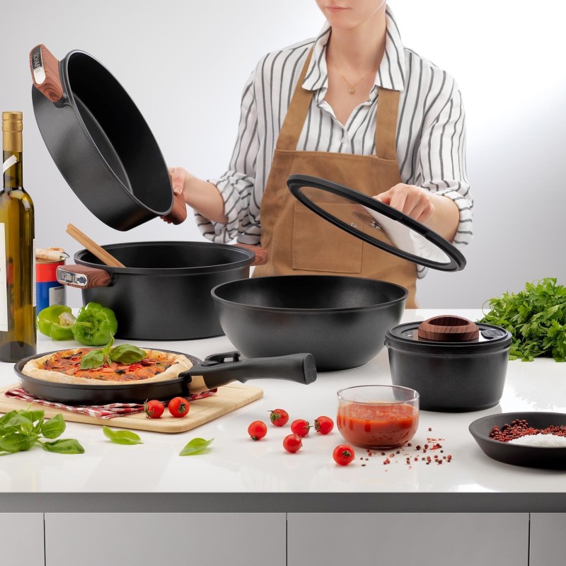 Schafer Matrix Cast Iron Cookware Set 8 Pieces-Black