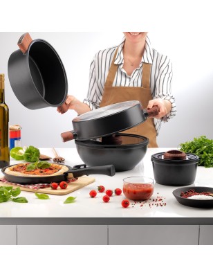 Schafer Matrix Cast Iron Cookware Set 8 Pieces-Black