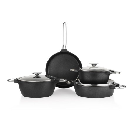 Schafer Black Mirror Cast Aluminum Cookware Set 7 Pieces-Black