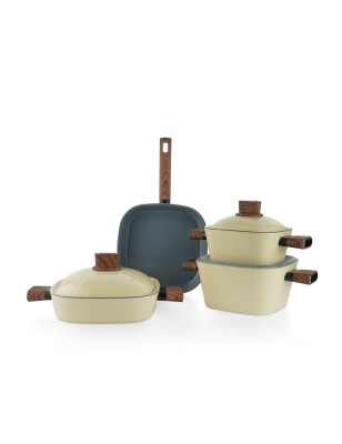 Schafer Challenger 7 Pieces Ceramic Cookware Set-Cream